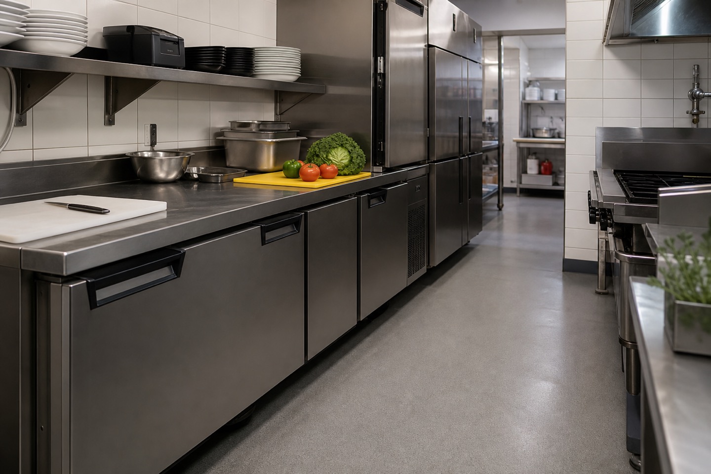 Commercial kitchen refrigeration equipment and stainless prep fridges