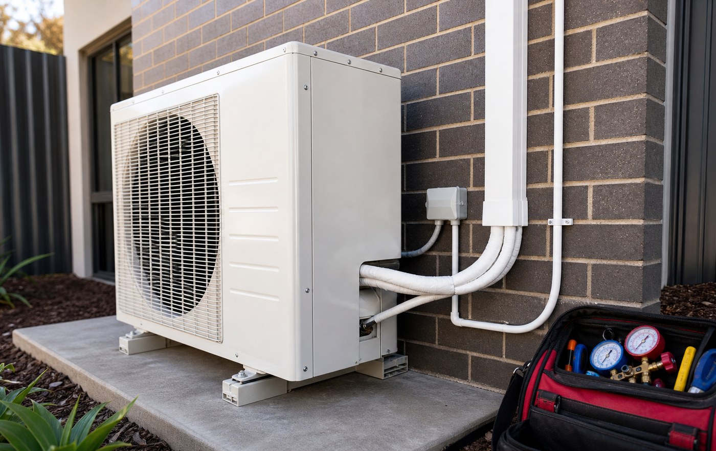 Air-conditioning outdoor unit installation and maintenance work